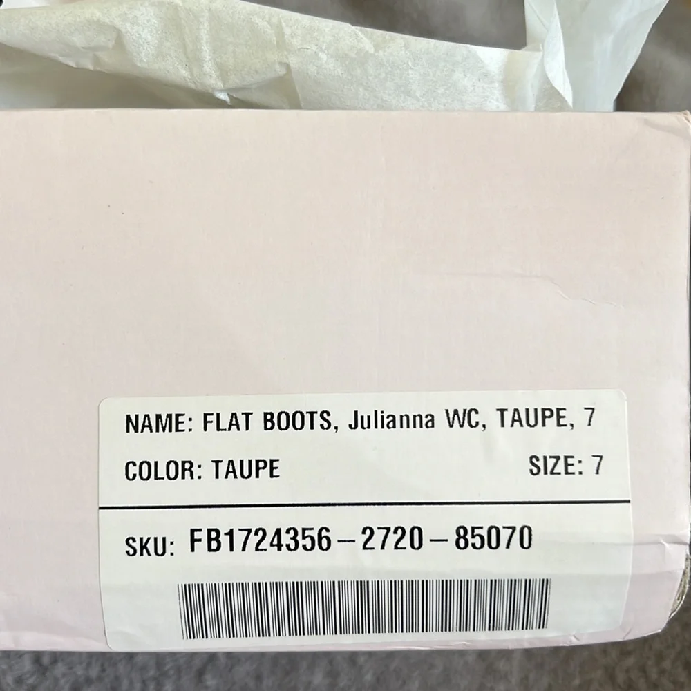 Just Fab flat boots julianna in taupe NIB